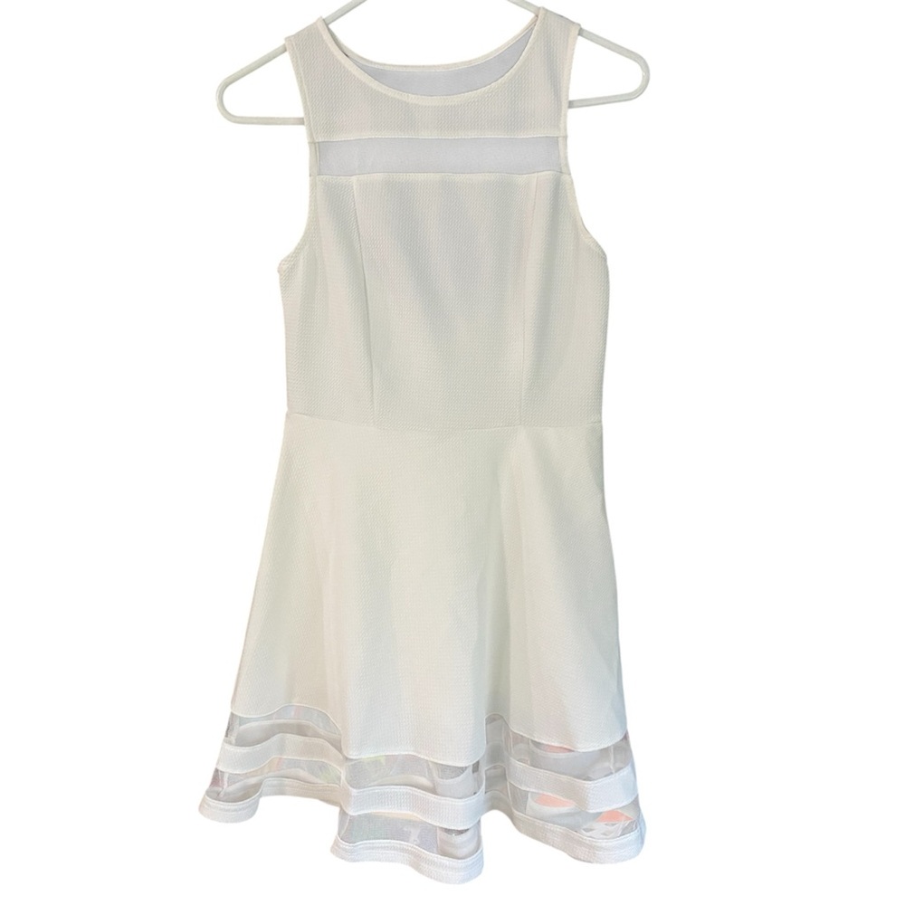 Monteau White Ruffled Tiered Halter Dress